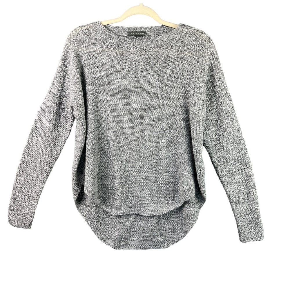 Don't Ask Why Sweater Gray Crew Neck High Low Hem Lightweight Women's Size S